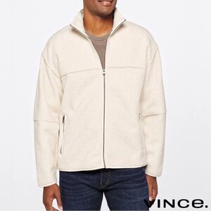 Vince. **NWT** Sherpa Fleece Zip Up Jacket in Bone / Off White